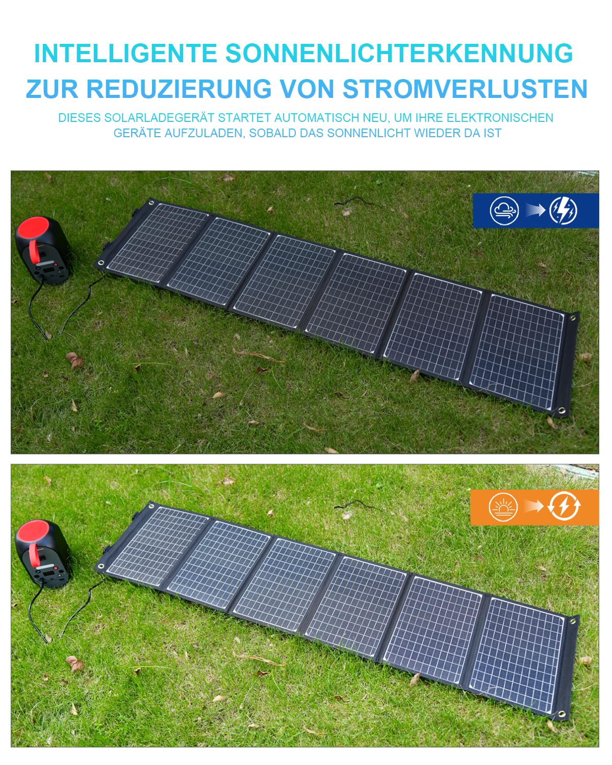ELECAENTA 60W Faltbar Solar Ladegerät ETFE Monokristallinem Solarpanel USB-C PD45W USB QC3.0 DC 18V Wasserdicht
