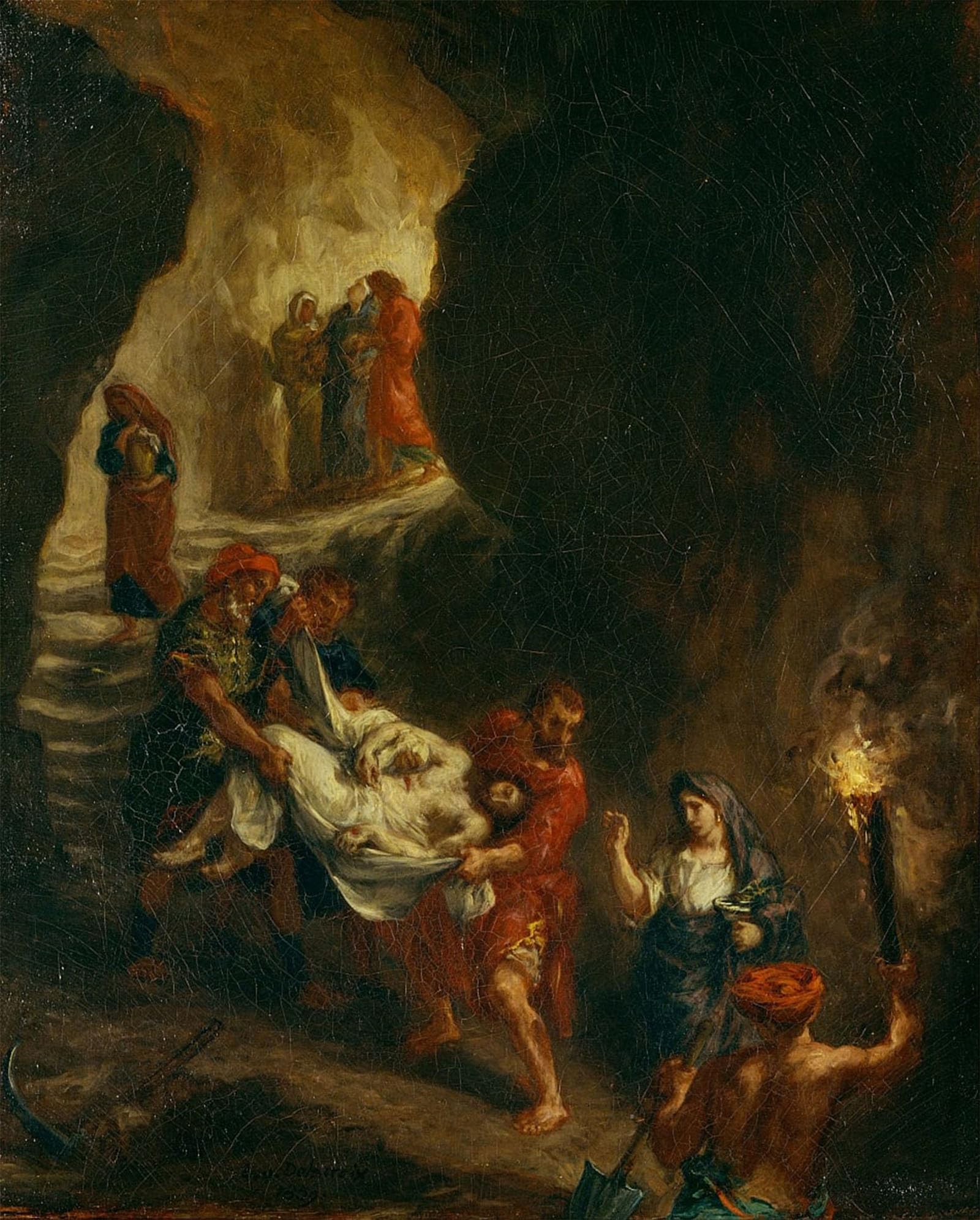 SERENDIPITP Retro Picture Poster Wall Art Pictures Painting Christ Carried Down to the Tomb by Ferdinandeugene Delacroix Wall Art Canvas Print for Wall Decor 60x90cm