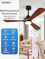 Vista 83 de 42 Inch Low Profile Ceiling Fans with Lights and Remote, Flush Mount Ceiling Fan with Lights, 3 Blades Solid Wood Dimmable Walnut Easy Installation