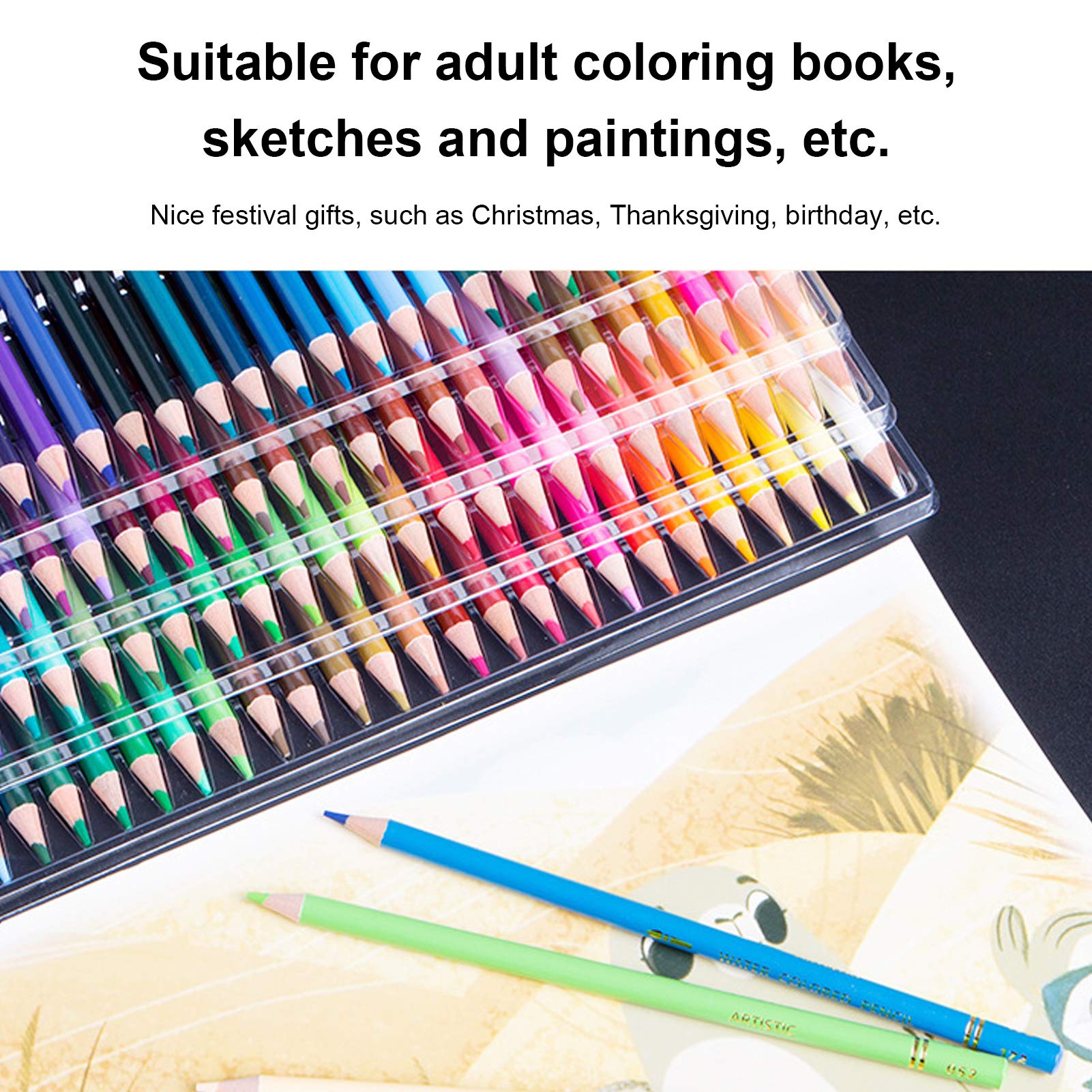 Set di 210 Matite Colorate con Nucleo Solubile in Acqua per Artisti e Studenti, Strumenti di Disegno Artistico Leggeri e Durevoli, 210 Colori