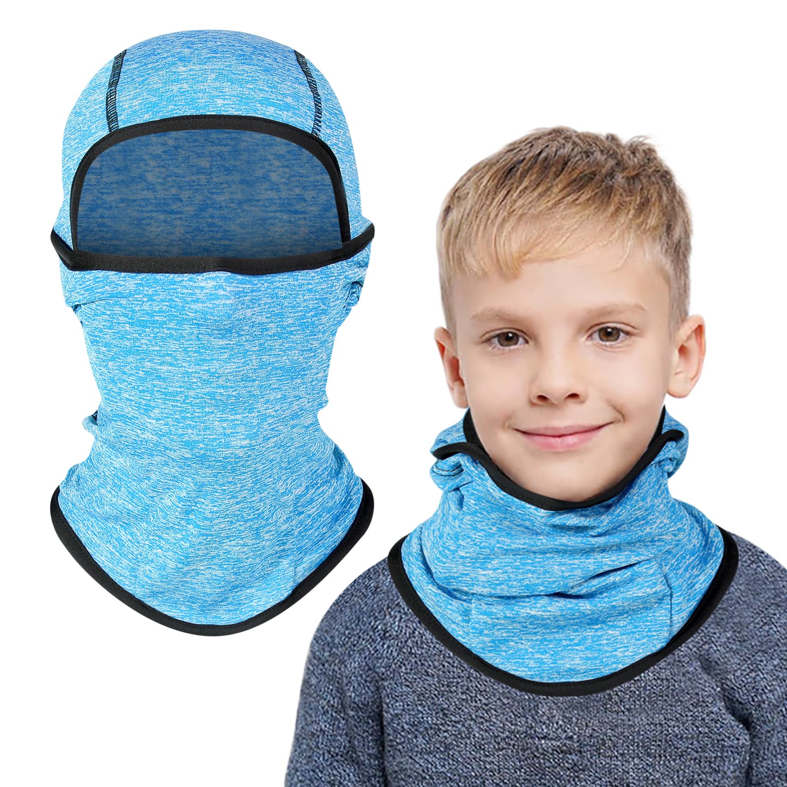 Pasamontañas Térmico Niños 2-8 Años, Invierno Multifunción Prueba de Viento Forro Polar Cálido Máscara de Esquí de Ciclismo Sombreros Gorro con Calentador de Cuello, Mascarilla para Niños Niñas