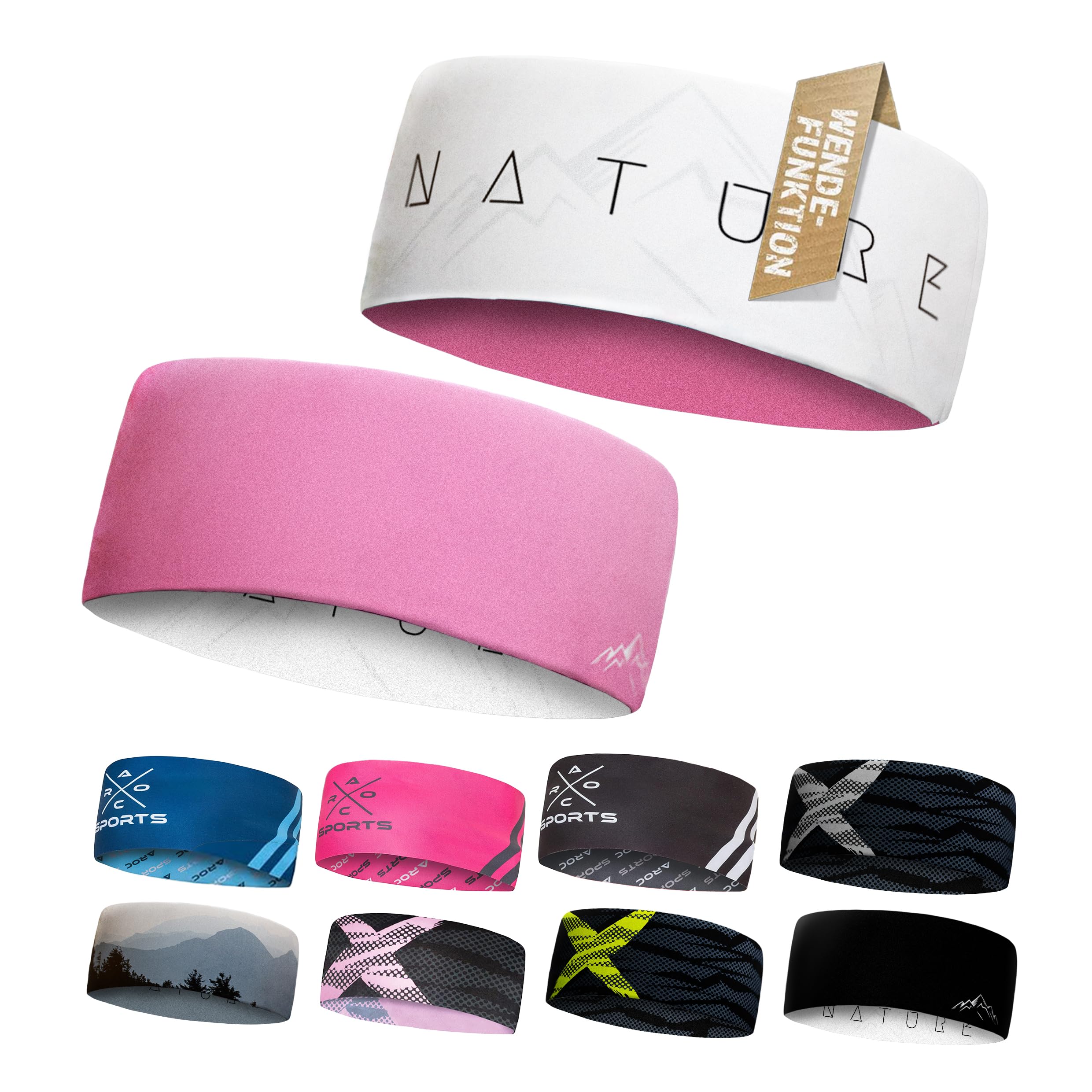 Atmungsaktives Sport Stirnband Damen & Herren - schnelltrocknendes Kopfband zum Wenden - leichtes & elastisches Haarband, winddichtes Schweißband Stirn