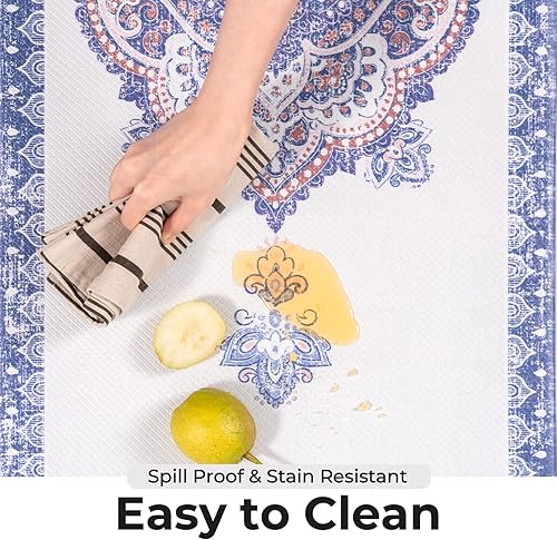 Miniatura 6 de FRESHMINT Juego de 2 tapetes de cocina antifatiga para piso, impermeables y antideslizantes, estilo bohemio, tapete de cocina acolchado para estar