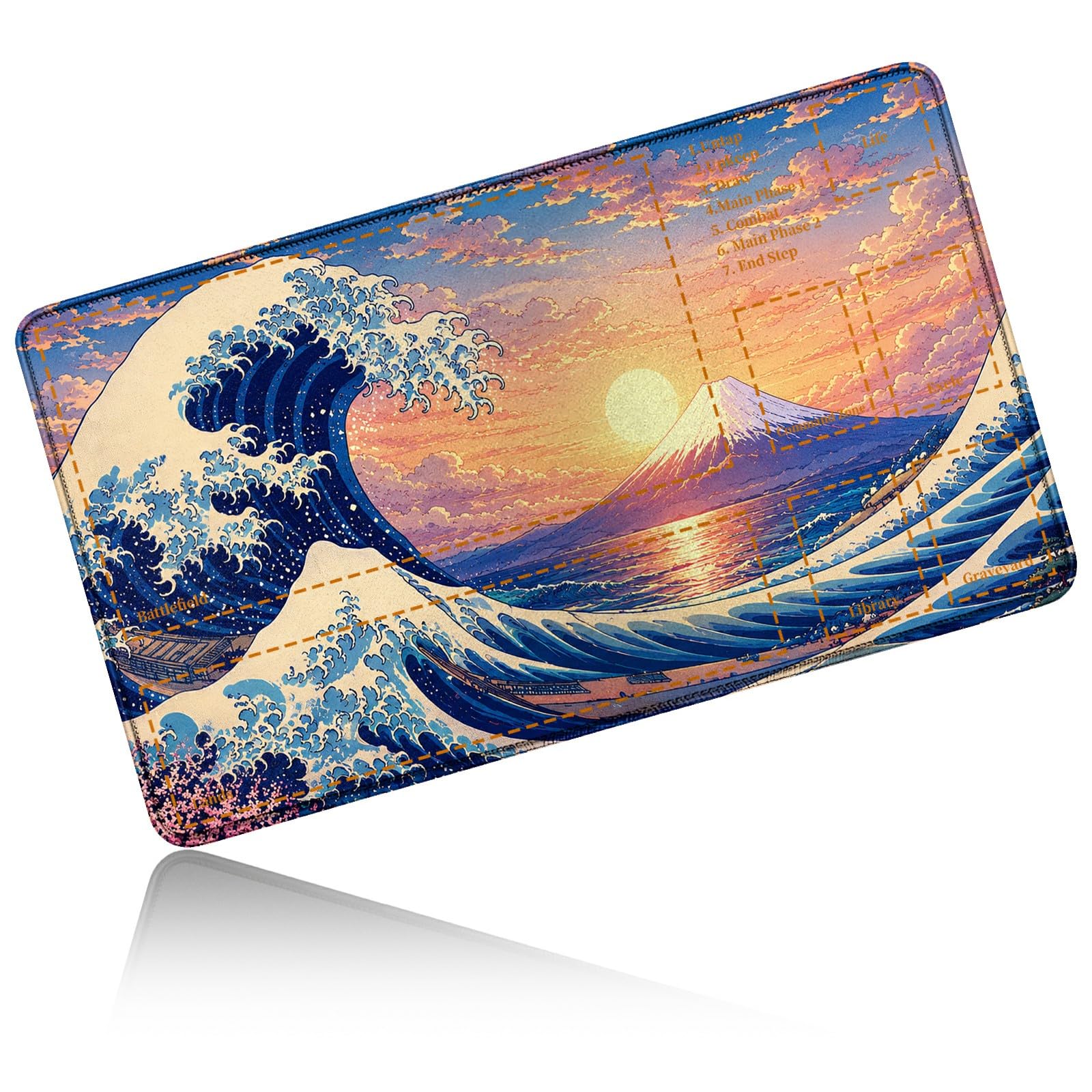 Dikoer for MTG/TCG Playmat w/Zones Commander Deck Gaming Mat, Sun Waves