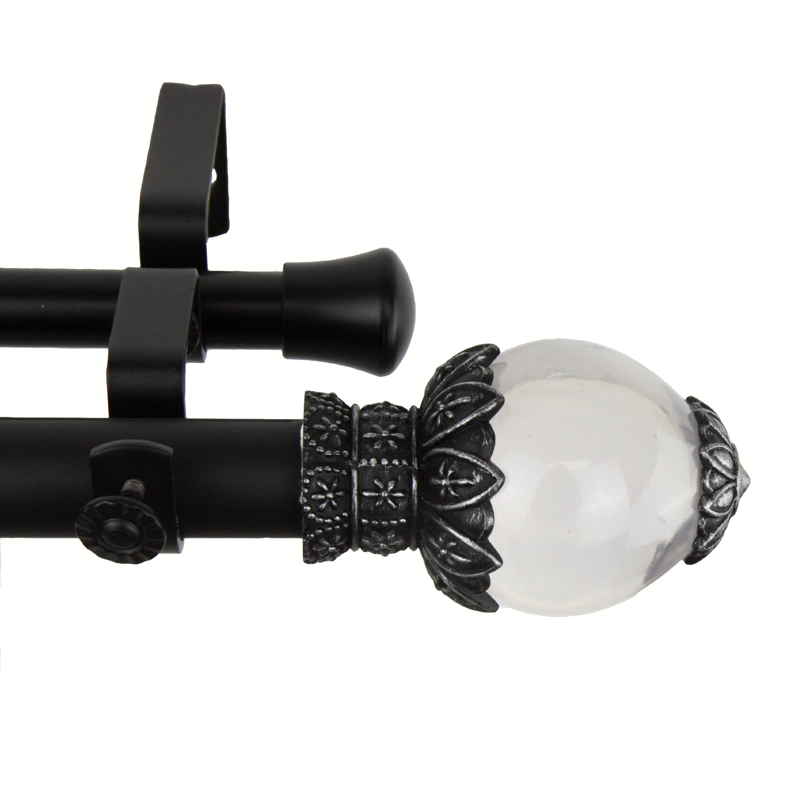 A&F Rod Decor - Luminous Double Curtain Rod 1 inch Diameter, 48-84 inch - Black