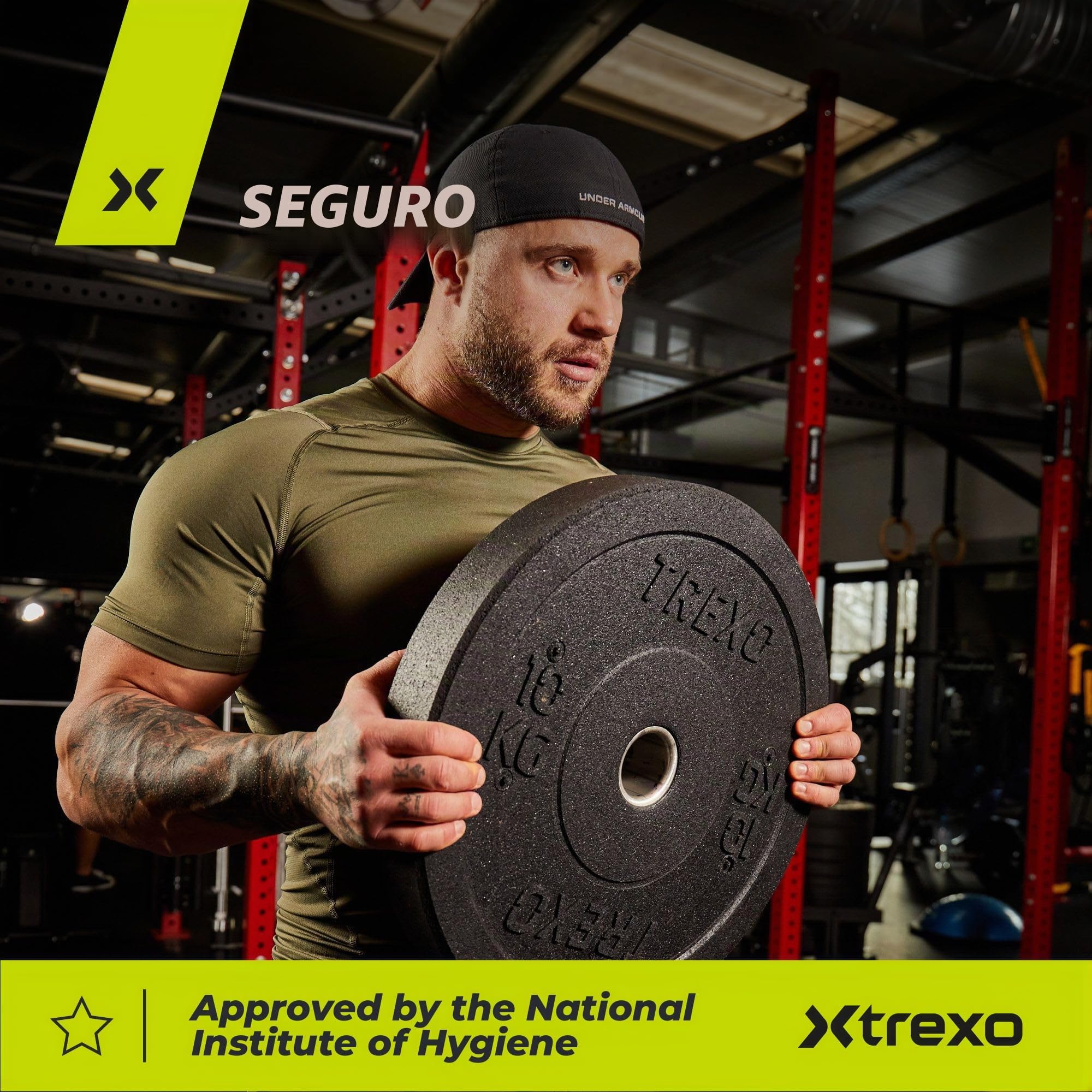 TREXO Discos Pesas Bumper Olímpicos de 5/10/15/20/25 kg Discos Gym de Goma para Barra Olímpica de 50 mm de Diámetro Resistentes para Fitness para Entrenamiento de Fuerza para Crossfit para Gym en Casa