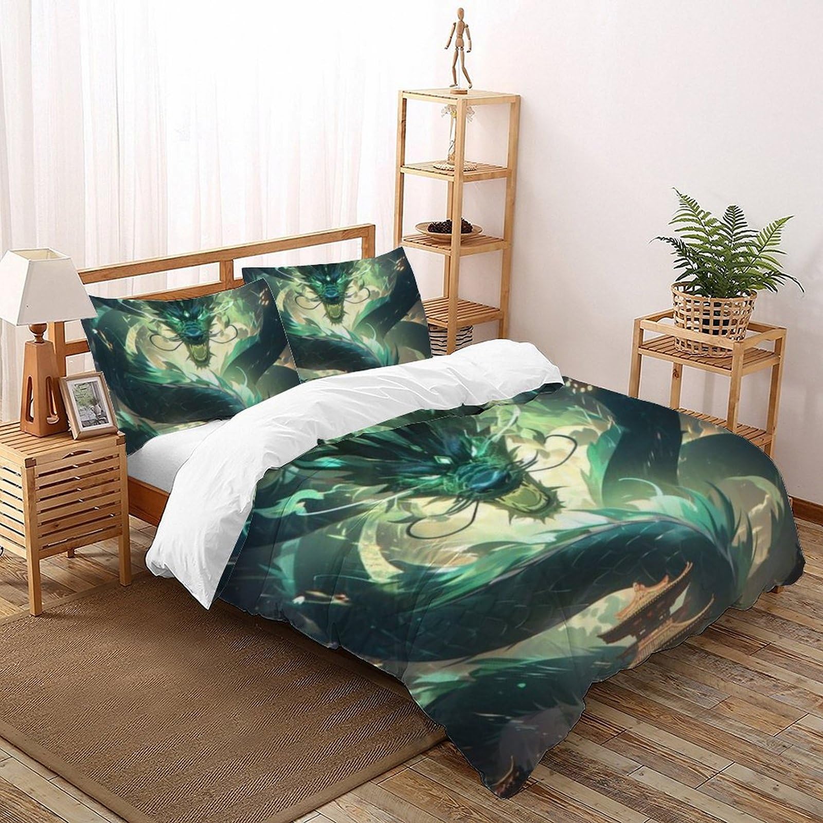 Housse de couette 200x200 dragon Qing en microfibre supérieure imprimée 3D