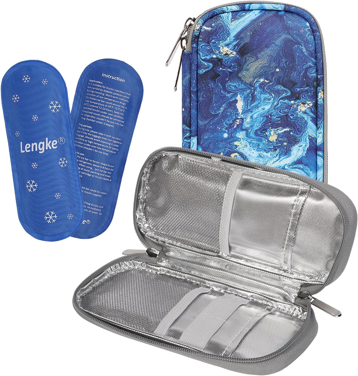 BOMKEEInsulin Cooler Travel Case for Diabetic, Insulin Cooling Case Travel Portable Insulin Pen Carrying Case Cooler Bag Organizer for Diabetic Supplies with 2 Ice Pack