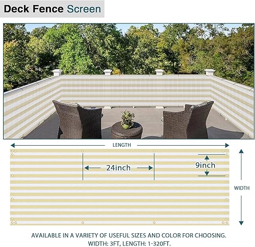 Miniatura 6 de Rejilla para valla de privacidad de balcón de 3 x 12 pies con bridas de cremallera, protección UV para exteriores, para balcón, porche, patio,