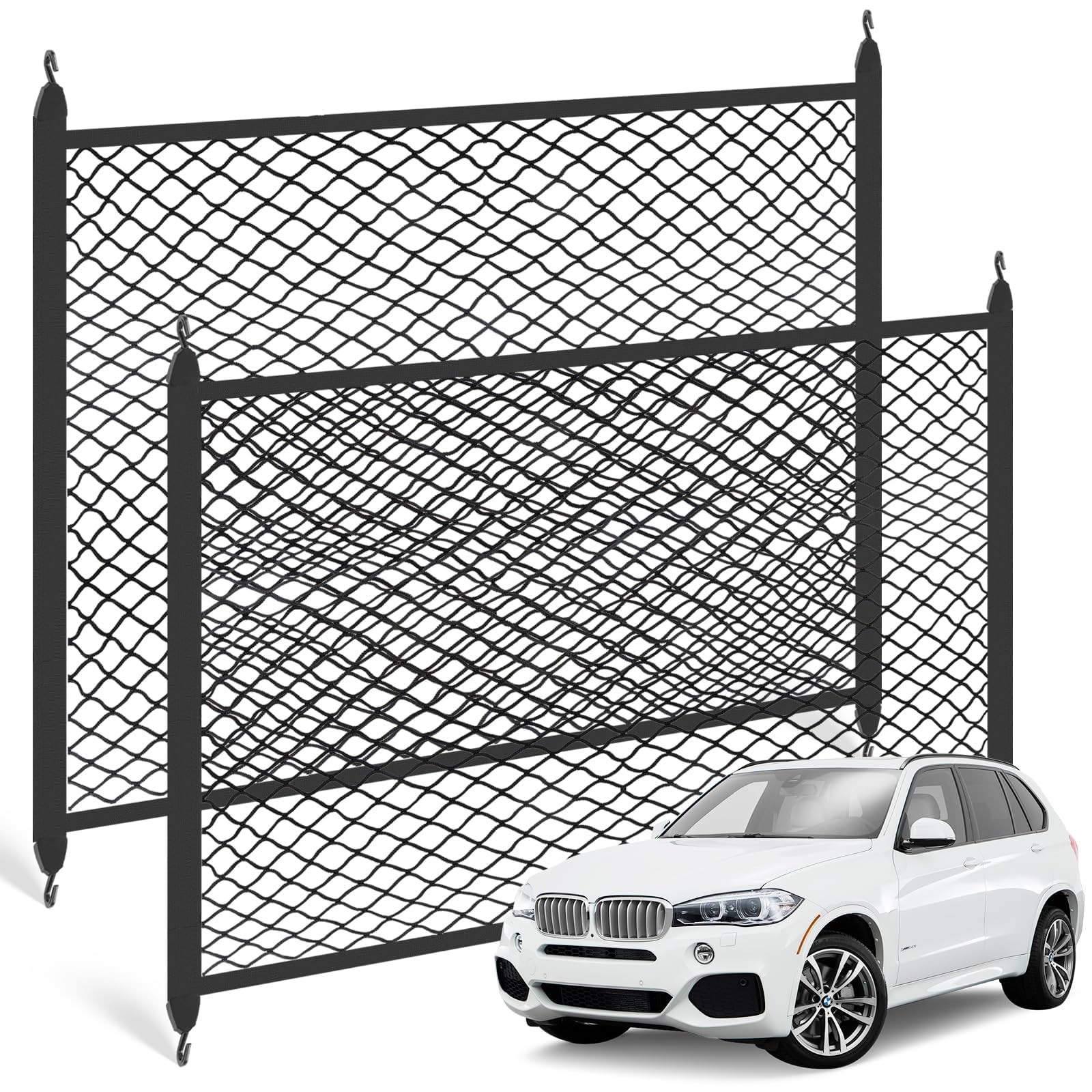 Soptrise Car Boot Net for BMW X2 (U10) 2023 2024-, Cargo Organiser Rear Seat Heavy Duty Luggage Mesh Durable Storage System Elasticated Netting,80 * 60