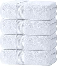White Classic Luxury Bath Towels Set of 4 Large - 700 GSM Turkish Cotton Ultra Soft Bath Towels 27x54 | Highly Absorbent and Quick Dry | Hotel Towels for Bathroom Luxury, Plush Shower Towels, White