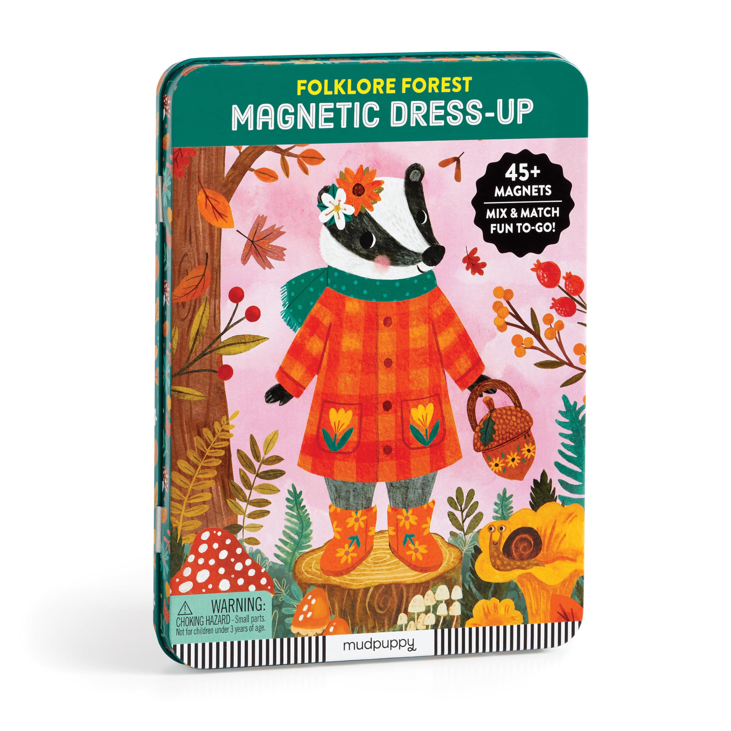 Mudpuppy Folklore Forest – Magnetic Dress Up Game with Illustrated Forest Scenes Including 2 Forest Characters and Over 40 Mix and Match Magnets Perfect For Travel