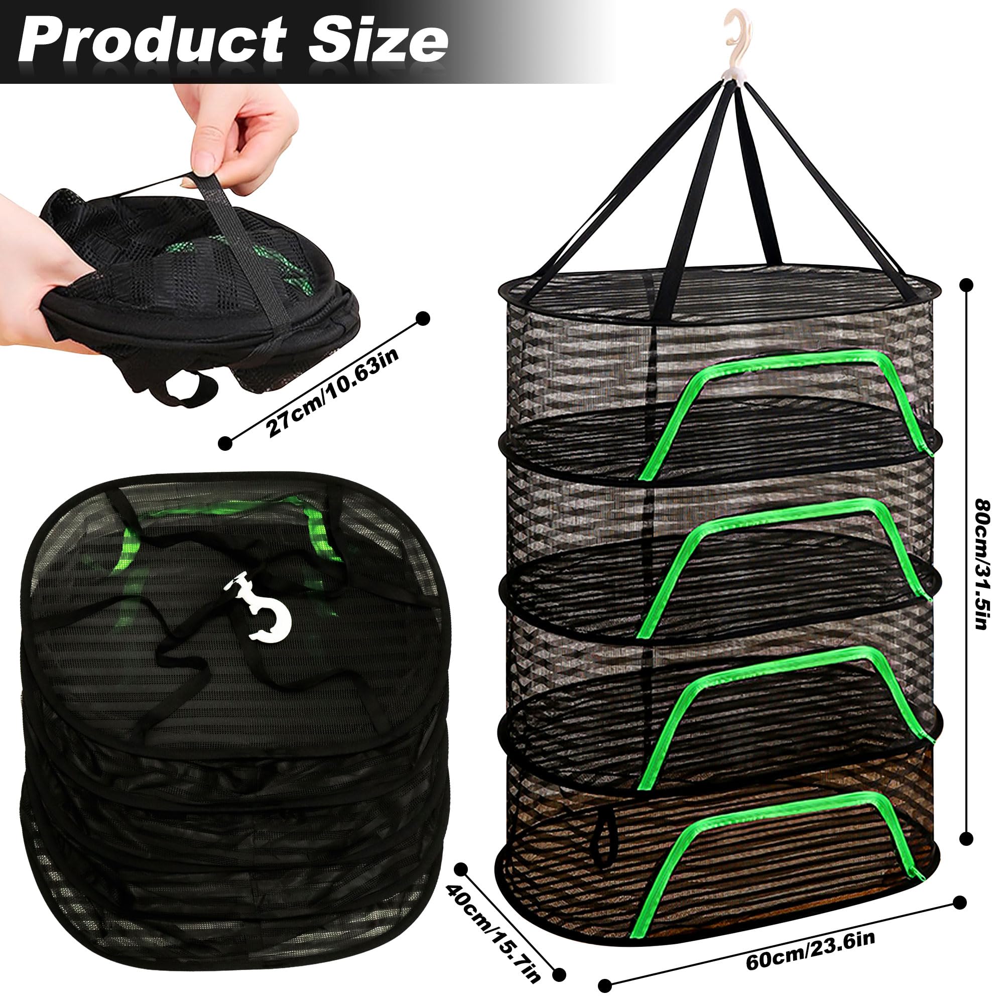 SUPYINI Filet De Séchage Herbes 6 Couches - Panier Suspendu Avec Fermeture Éclair Et Crochets Support Séchage Fleurs Champignons SUPYINI Filet De Séchage Herbes 6 Couches - Panier Suspendu Avec Fermeture Éclair Et Crochets Support Séchage Fleurs Champignons