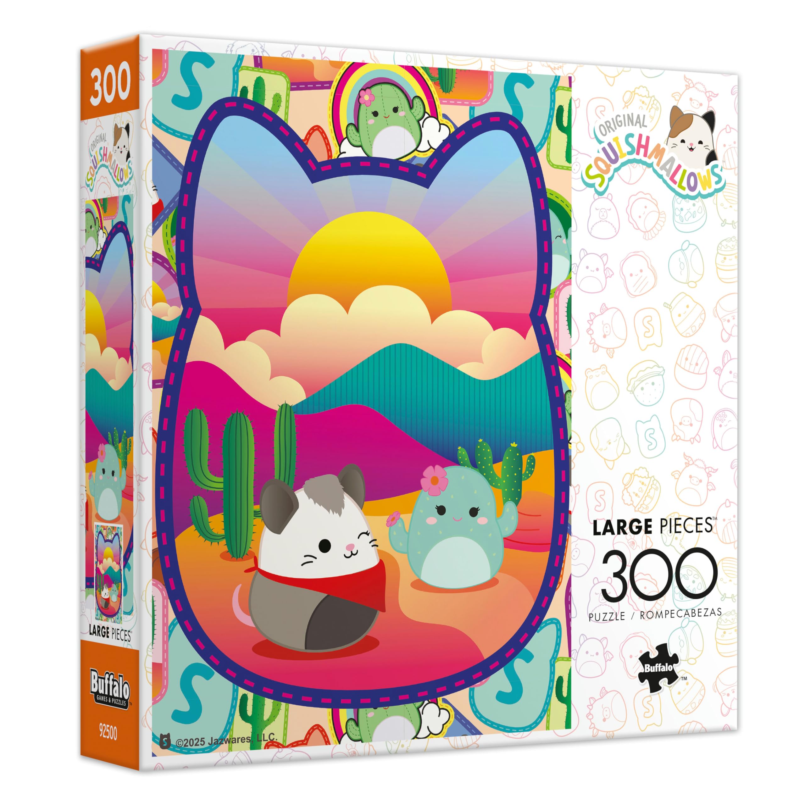 Buffalo Games Squishmallows: Desert Adventure - Rompecabezas de 300 piezas de gran tamaño - Formas más grandes - Ideal para adultos, personas mayores, familia, niños, fácil de agarrar