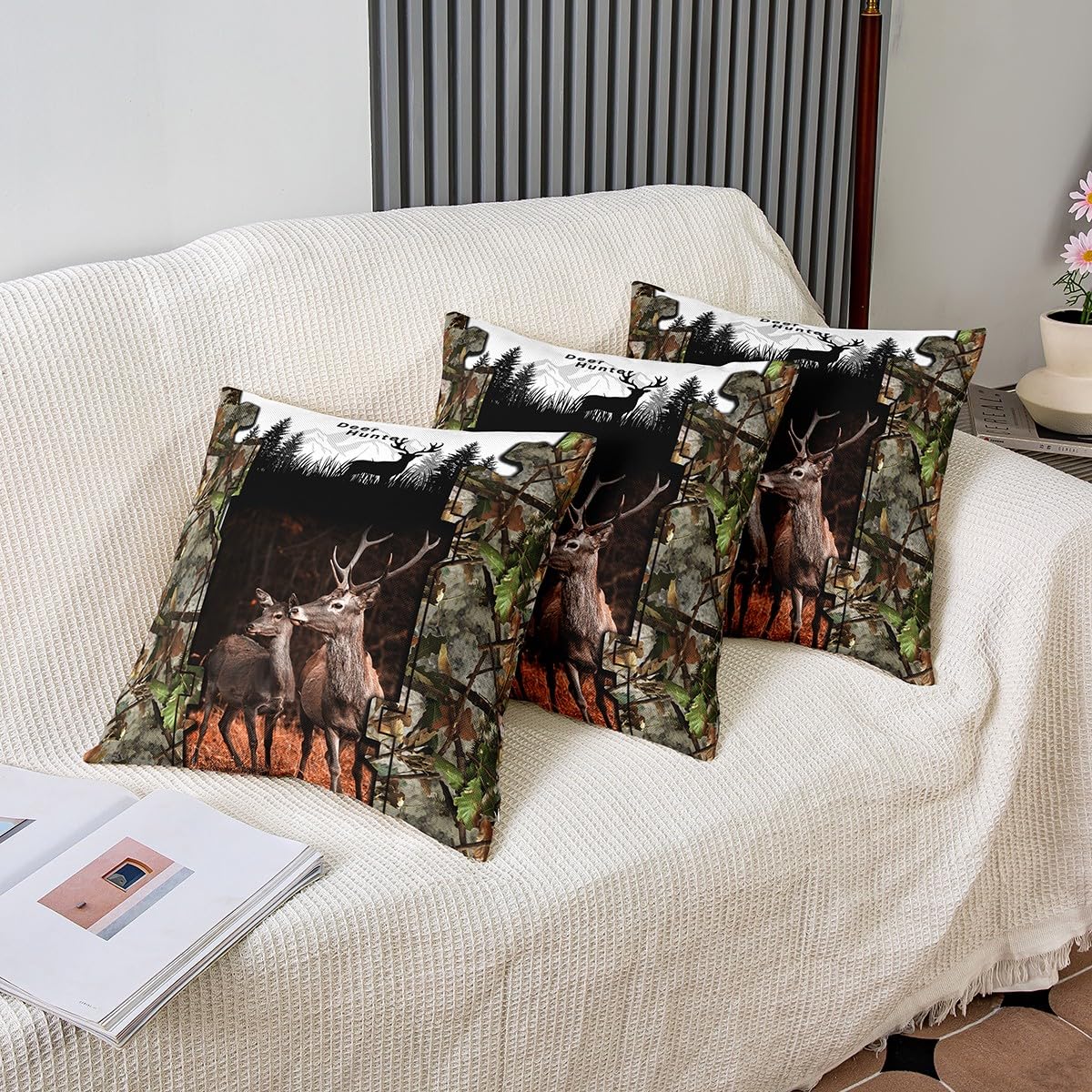 Kussenhoezen 45 x 45 cm Set van 4, Planten Strand Silhouet