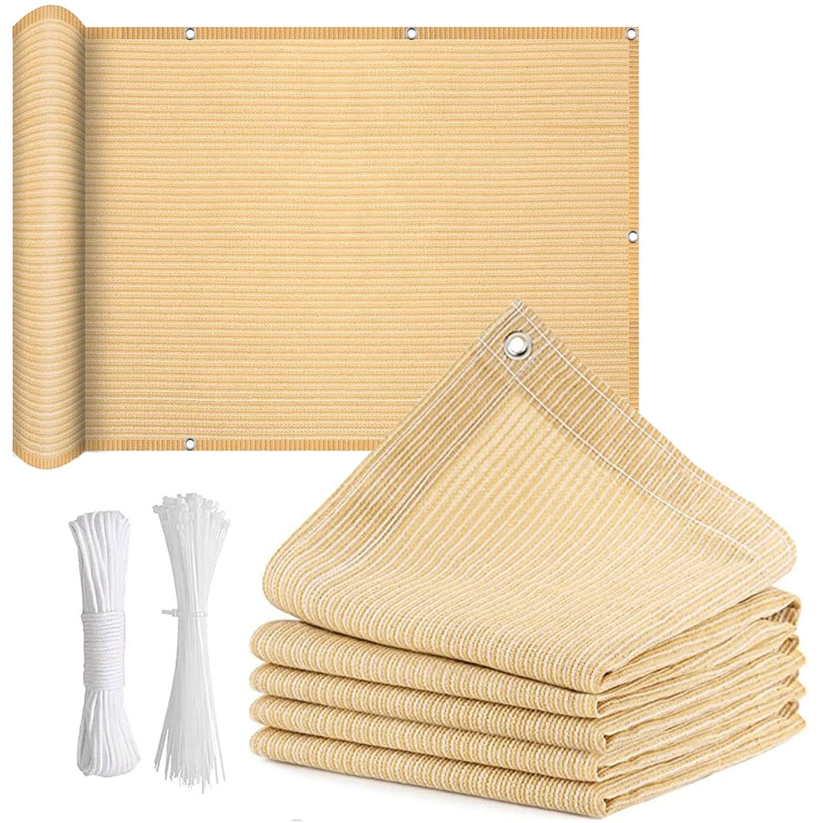 WQPMNYG Outdoor Sun Shade Sail for Patios Backyards & PoolsWaterproof UV Protection Canopy Breathable Privacy Netting (Beige 3x5m/9.8x16.4ft)
