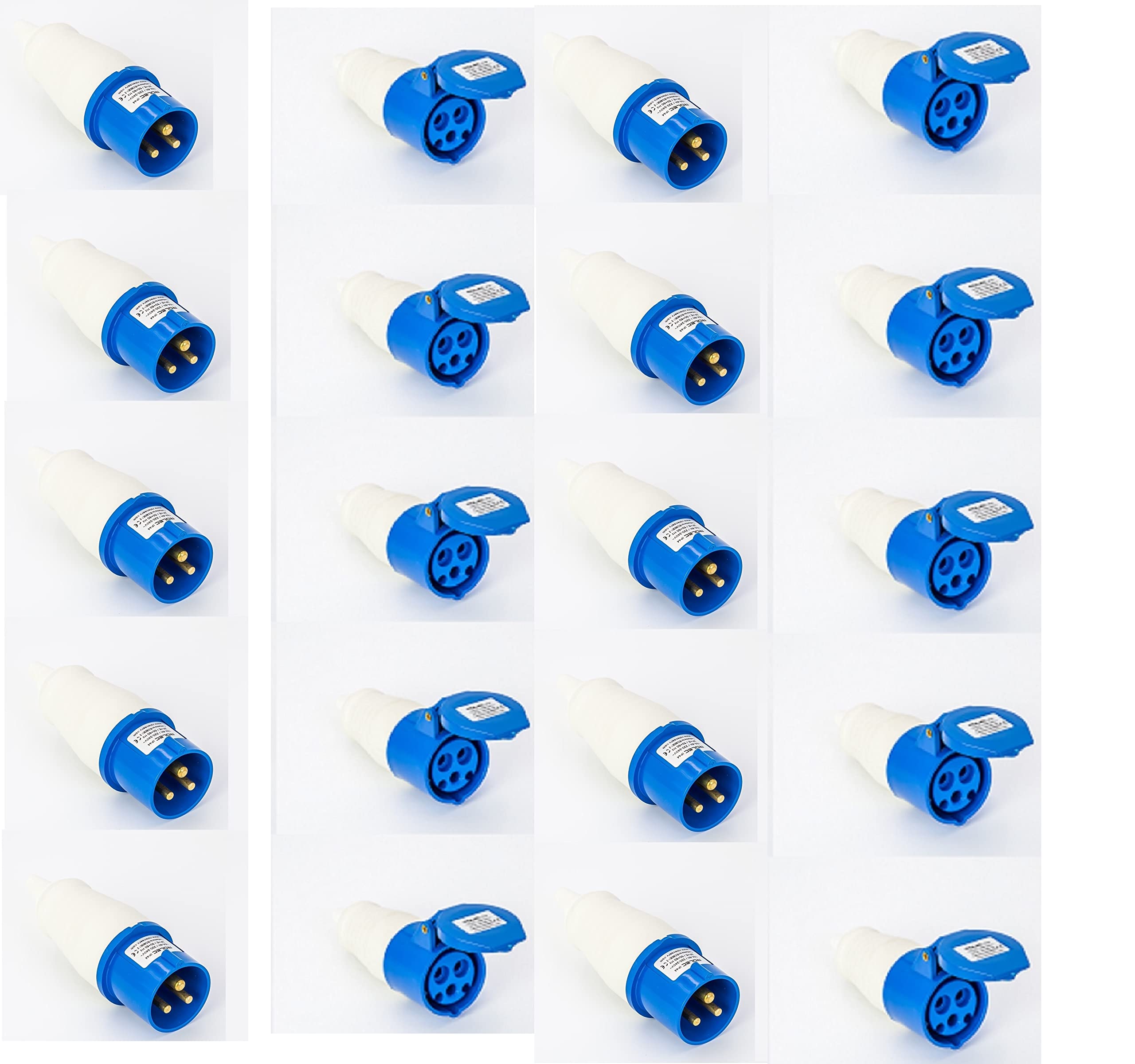 Jce Blue 230V 3 Pin Trailing Sockets Couplers Ip44 Splashproof 16A 32A 63A 125A (1, 63 Amp)