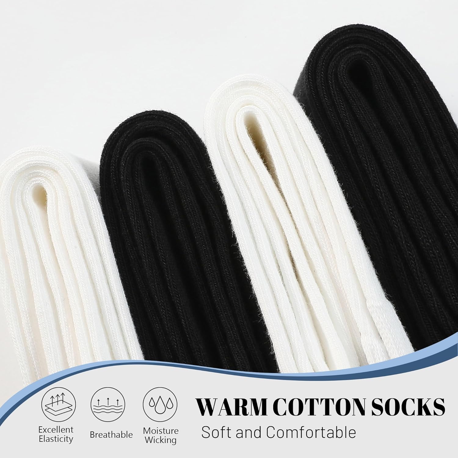 Men's Cotton Crew Socks, Super Soft and Breathable Dress Crew Thin Socks Lightweight Socks for Men 3-6 Pairs Pack Size 8-14 - Image 5