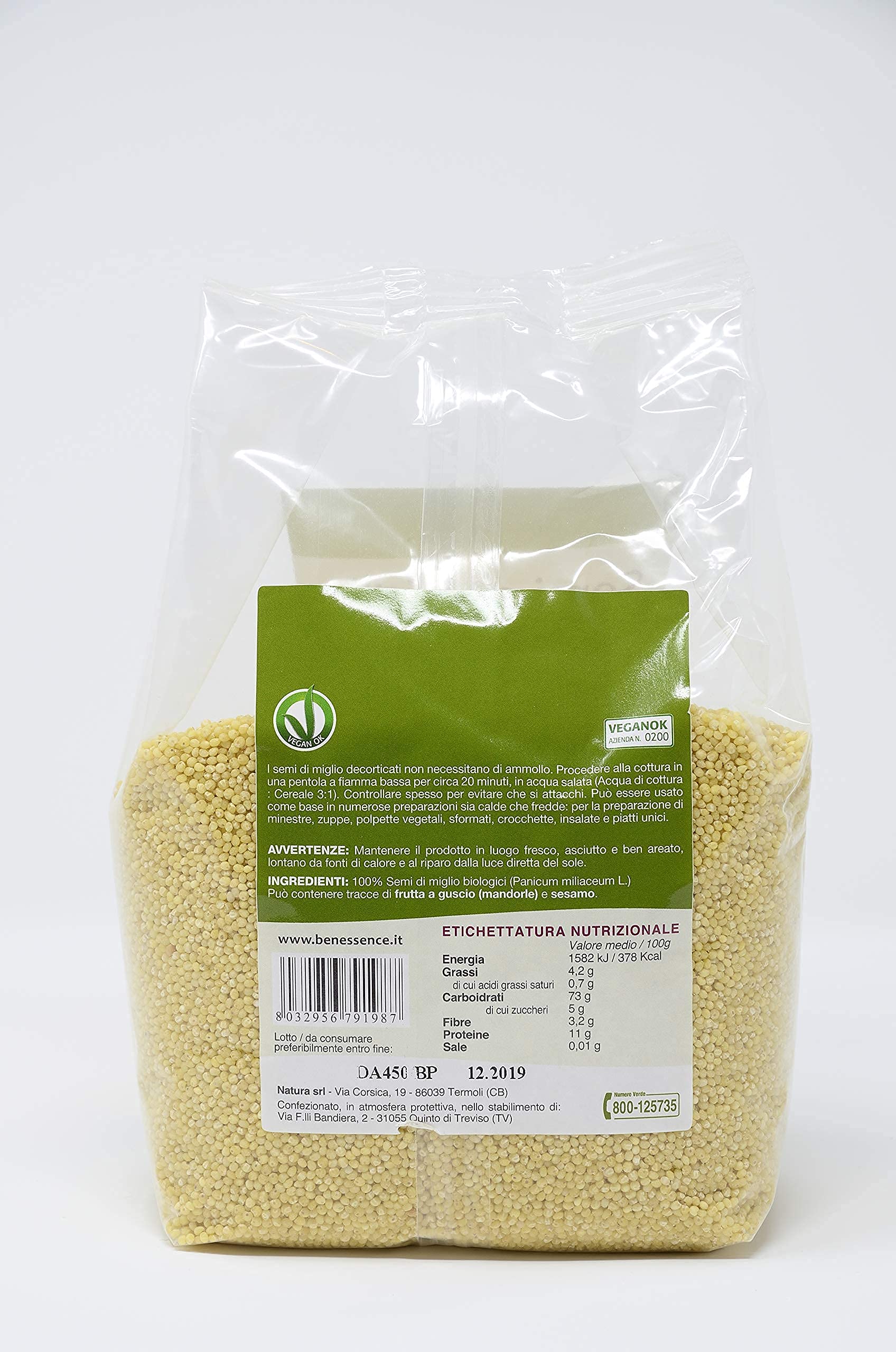 Benessence - Semi di Miglio Biologici in Atmosfera Protettiva - 1000 gr