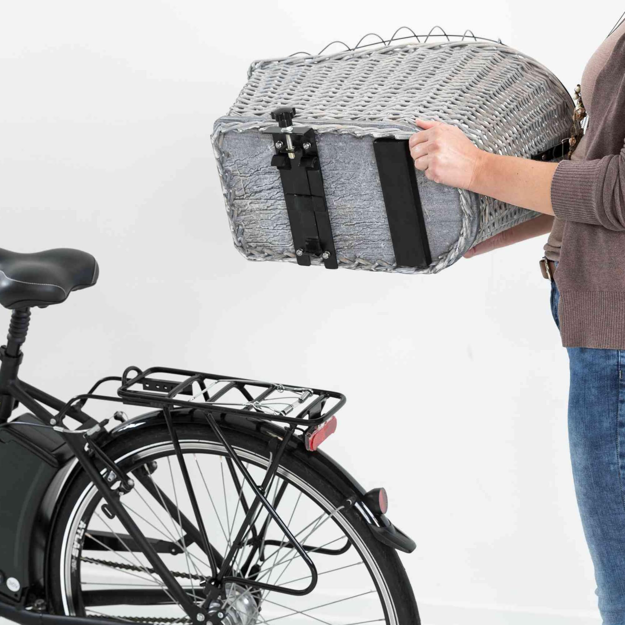 hunde fahrradtasche gepäckträger TRIXIE Fahrradkorb Weide für bis 8 kg 35 × 49 × 55 cm - gewebter Hundefahrradkorb für den Cube Litening AERO C:68X Category:E Bike City / Urban_Racktime RT 336 SnapIt Aluminium max. 25kg Design:STEREO ROT