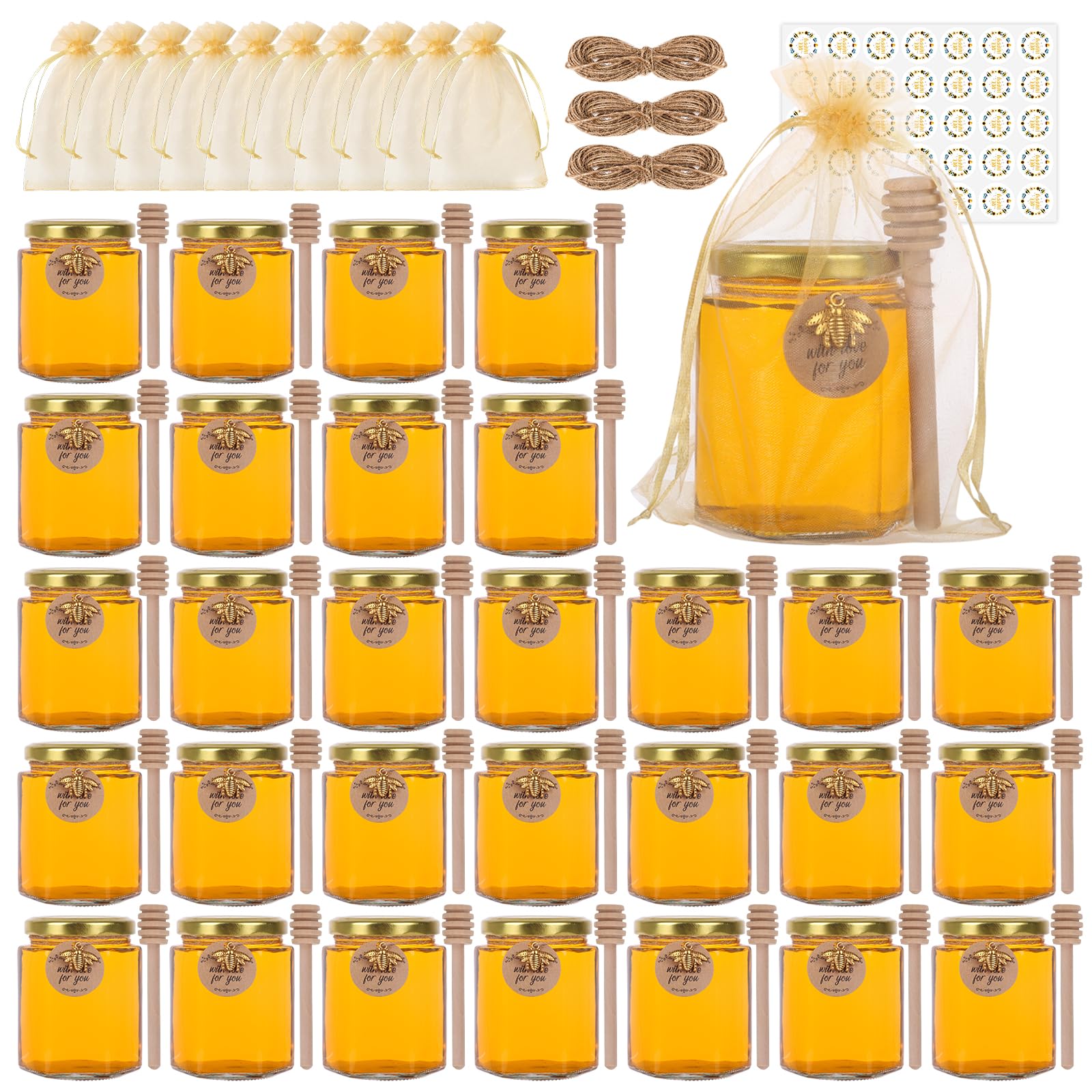 SZUAH 6 oz Mini Glass Honey Jars