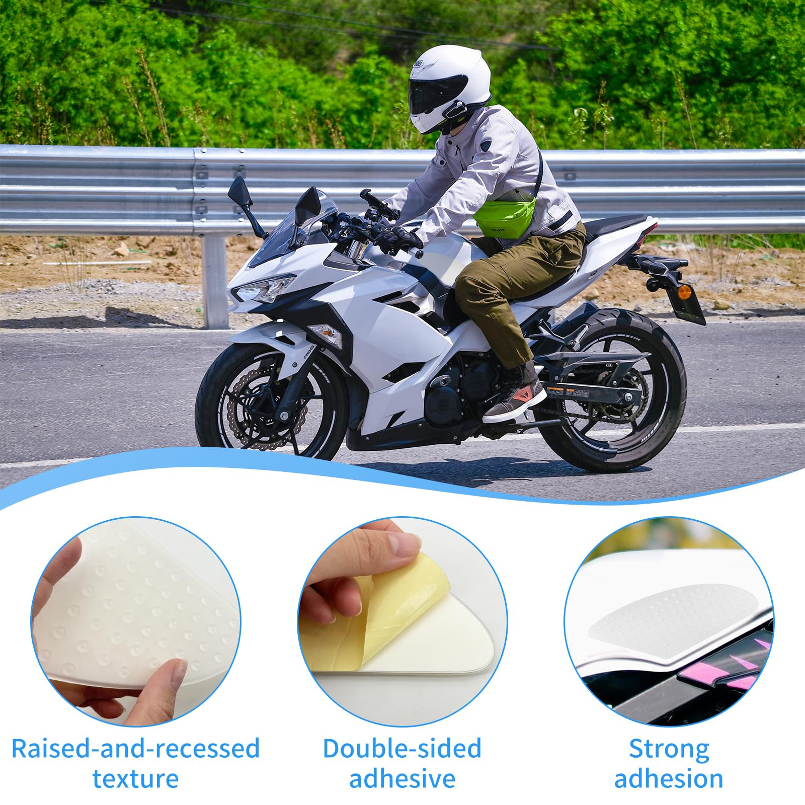 Naklejka na bak motocyklowy, ochrona baku, z boku, uniwersalna podkładka na bak motocyklowy, guma 3D, przezroczyste, antypoślizgowe podkładki, pasuje do Honda, Kawasaki, Yamaha