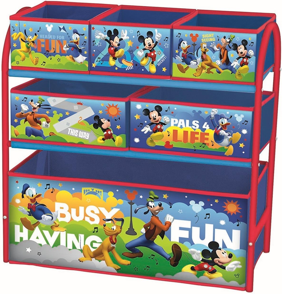 Disney Mickey Mouse Metal Multi Tray Toy Box Storage Unit Organiser - Kids Bedroom Playroom Furniture