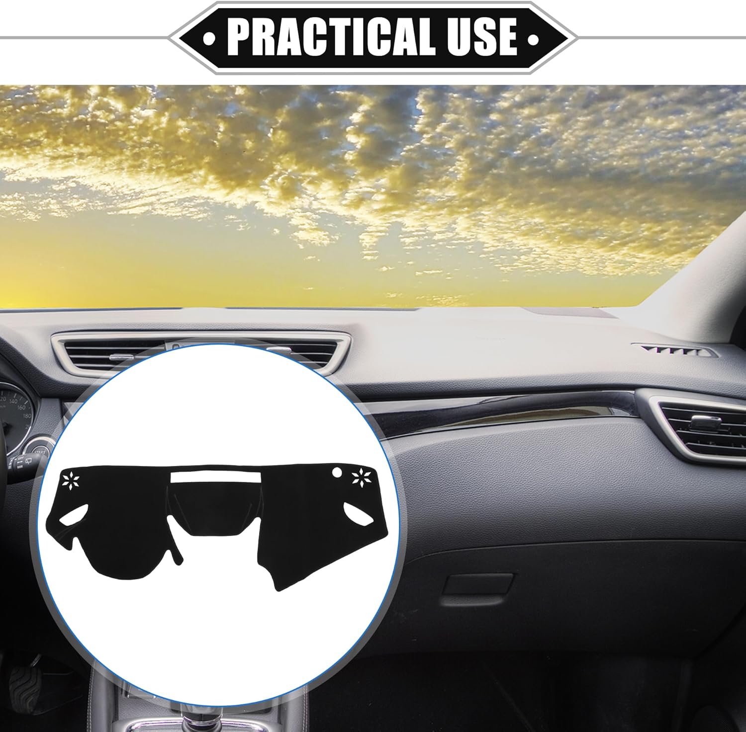 Car Dashboard Cover Mat Compatible for Subaru Impreza 2017-2020, Protective Polyester Black Center Console Interior Trim Dash Board Mat