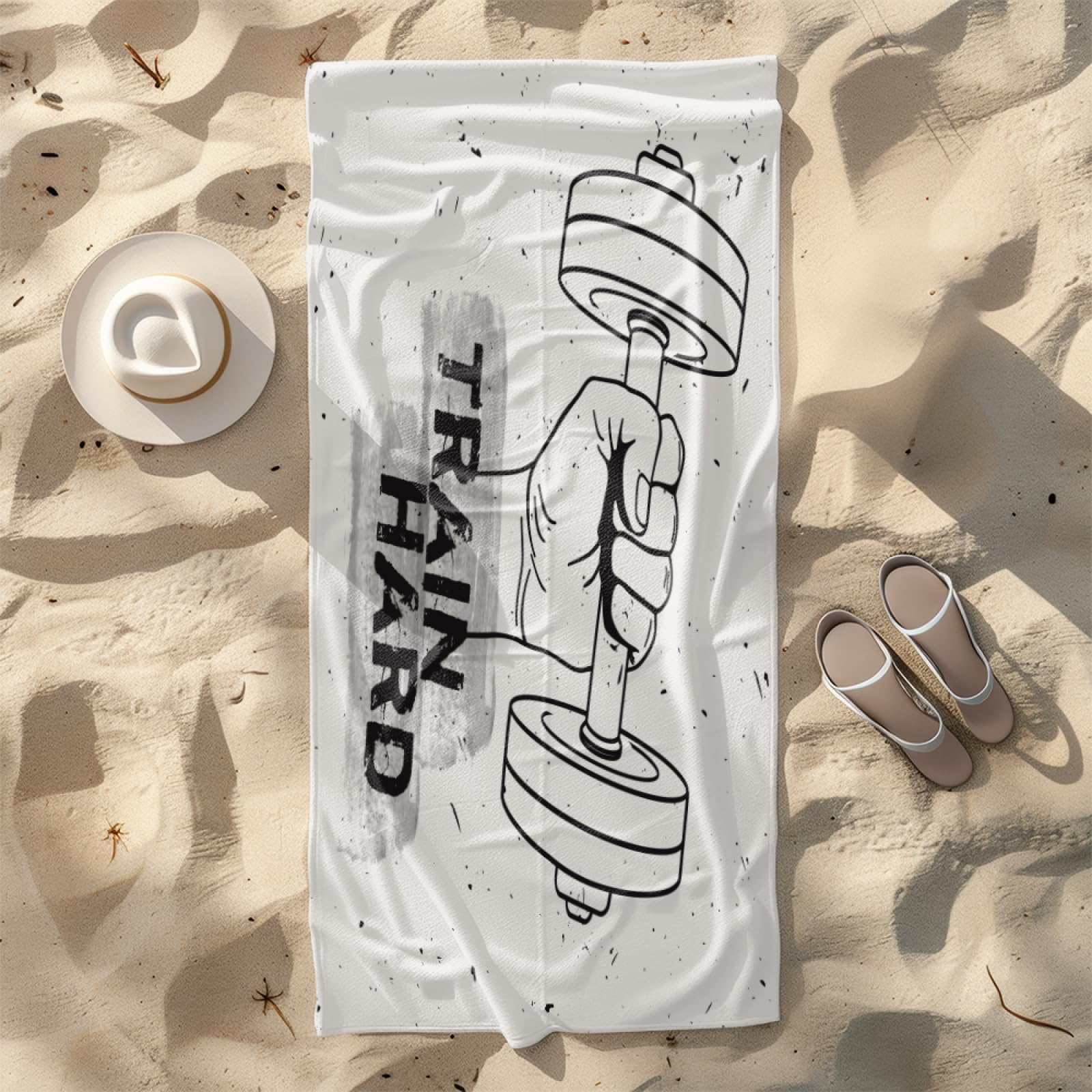 Telo Mare Microfibra 210x230 Nero Bianco Telo Spiaggia Grande Antisabbia,XXL Asciugamano Mare, Asciugatura Rapida, Stuoia Spiaggia Leggero E Portatile
