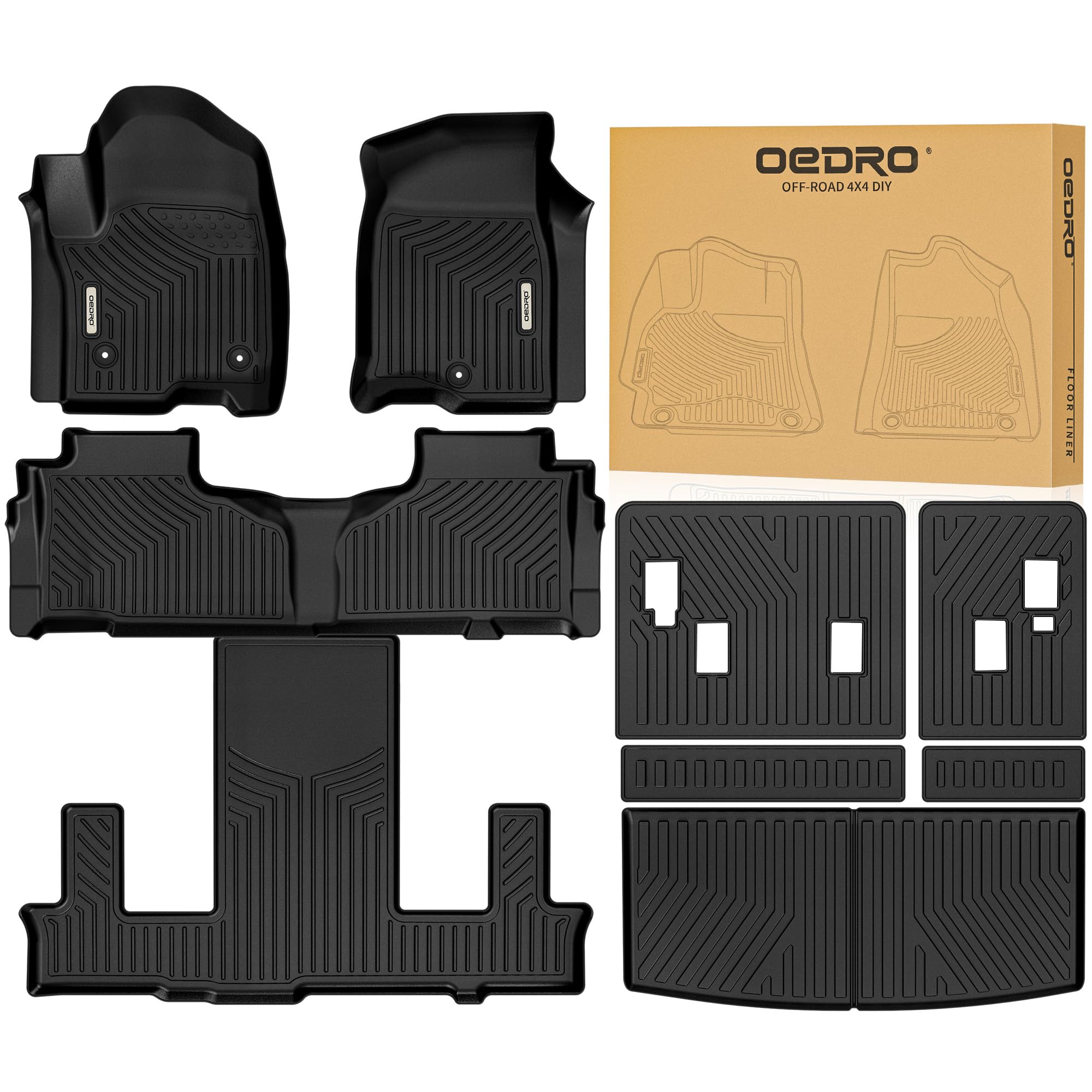 OEDRO Floor Mats Set Fits for Chevy Tahoe GMC Yukon Not Fit Yukon XL Cadillac Escalade 2021-2026 w