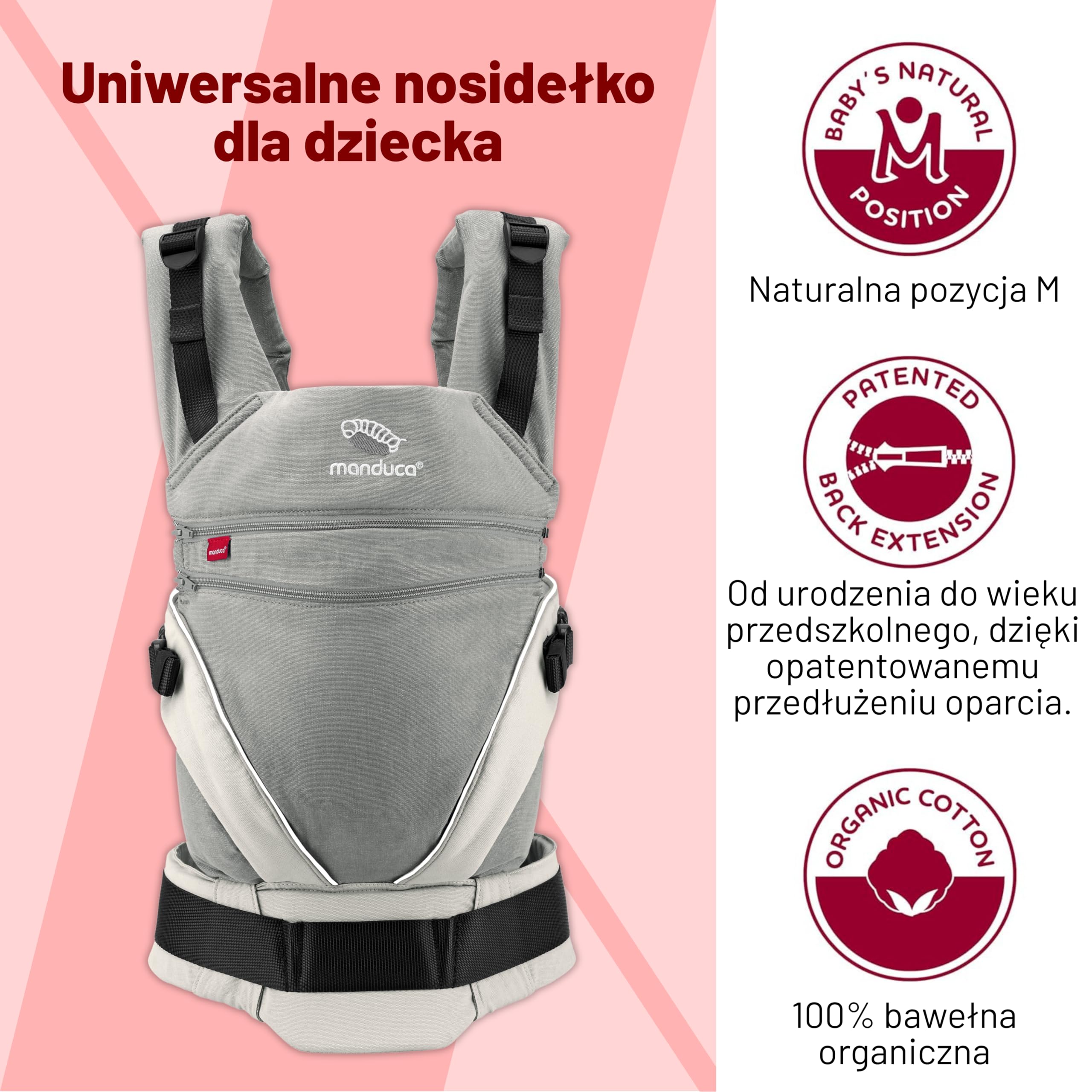 Manduca 4250371704816 Nosidełko, Szary/Czarny, do 20 kg