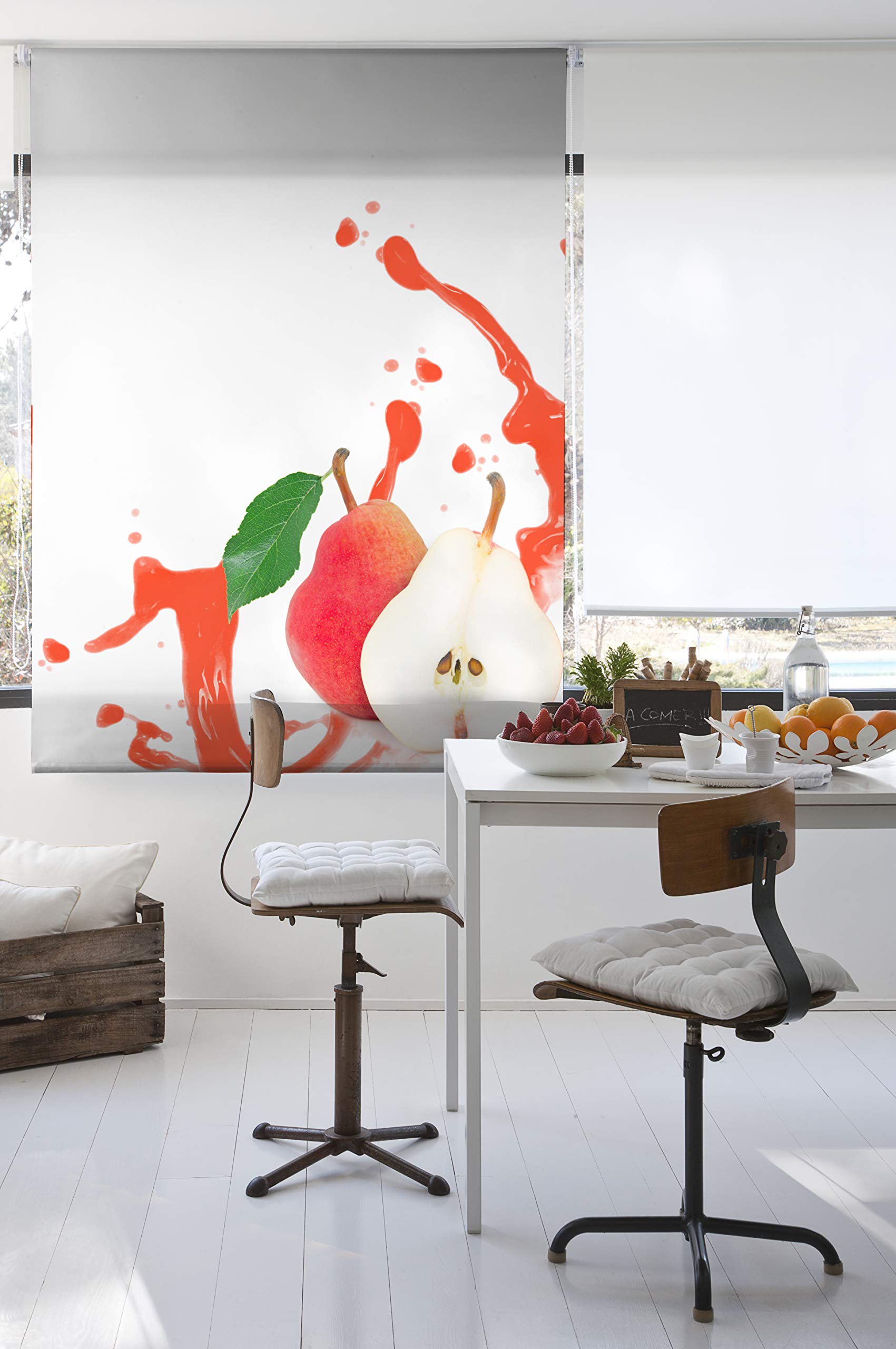 Estoralis | Cuisine | Store Enrouleur | sans Outil Tissu translucide imprimé | C-1204 | 85 x 150 cm. (Largeur/Hauteur) Taille du Tissu 82 x 150 cm. | Stores pour fenêtres et Portes