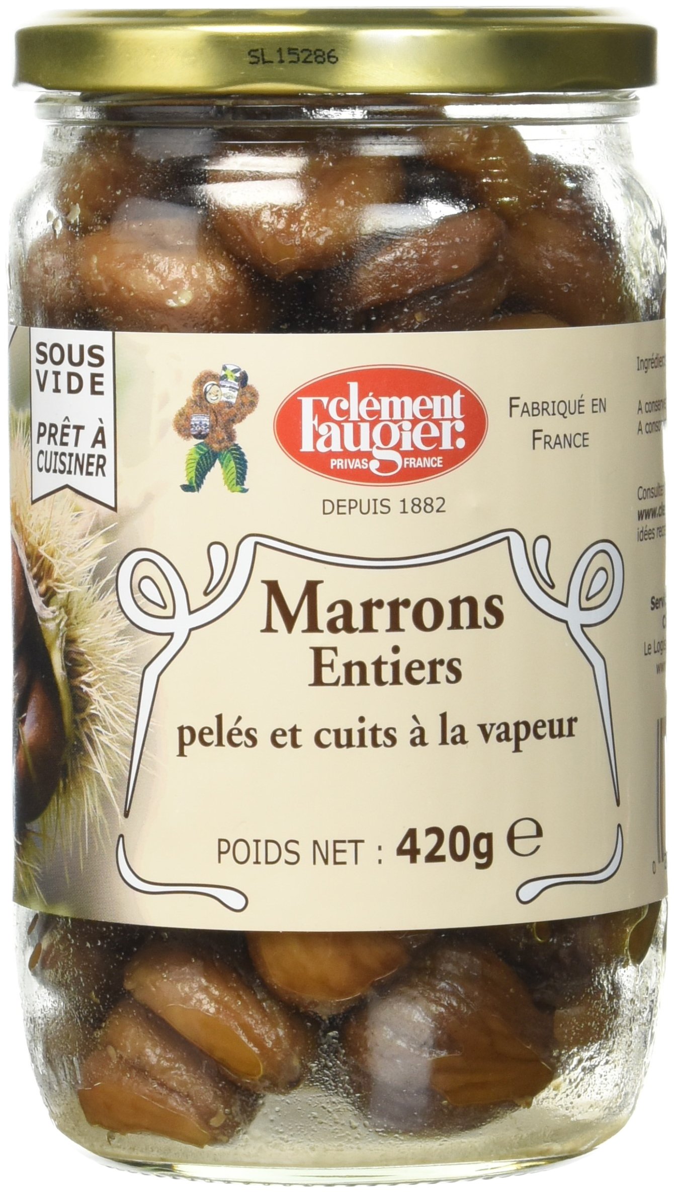 Clément Faugier - Marrons Entiers pelés et cuits à la vapeur - 420g - Lot de 2