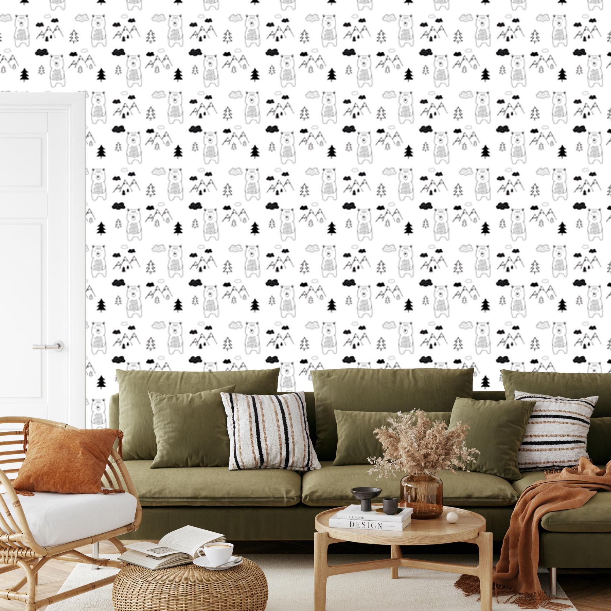Decoración de Pared, Osos y montañas, 50 x 1000 cm