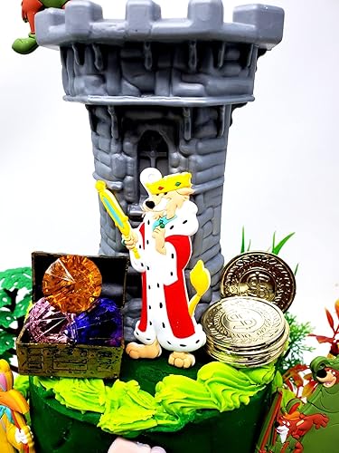 Miniatura 3 de Robin Hood - Juego de decoración para pastel de cumpleaños con el príncipe Juan, criada Marian y accesorios decorativos (diseño único)