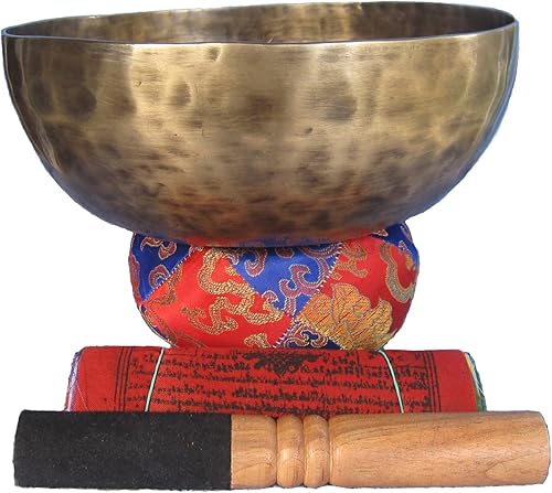 Miniatura 2 de Cuenco tibetano martillado a mano de 9 pulgadas con mazo cubierto de gamuza