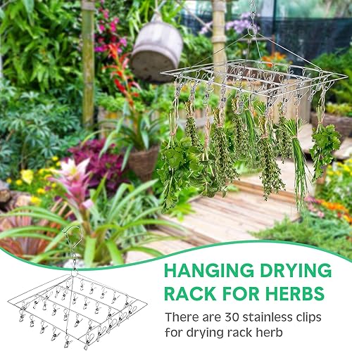 Miniatura 10 de Escurridor colgante para hierbas macramé con clip de acero inoxidable, ganchos para secar hierbas, plantas de aire, especias, flores, plantas