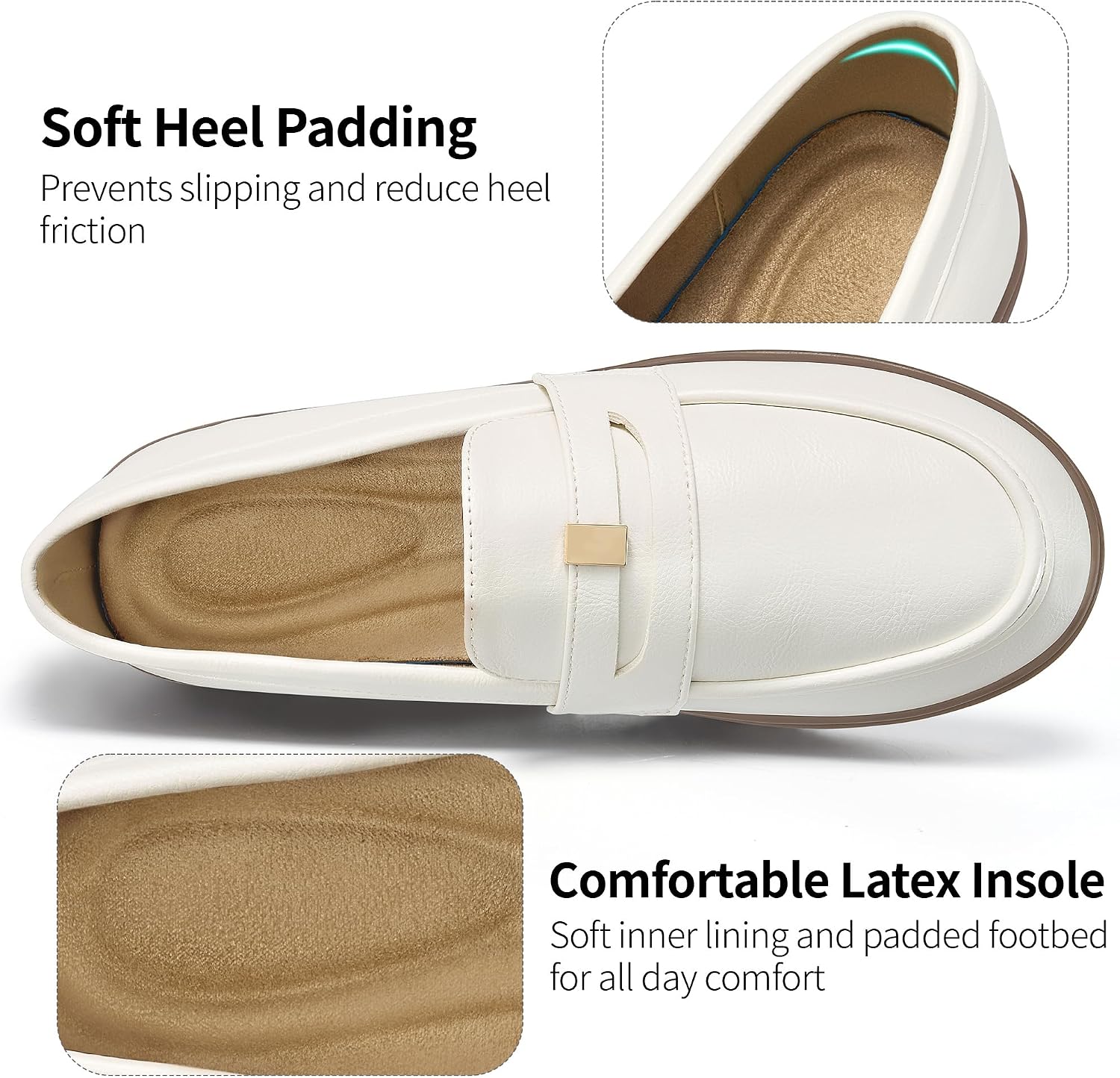 Aomigoct Womens Comfortable Loafers for Work: 8-Hour All-Day Comfort for Standing & Walking - Zero Break-in & 10000+ Steps Pain-Free for Office Workers - Slip-On Penny Loafers