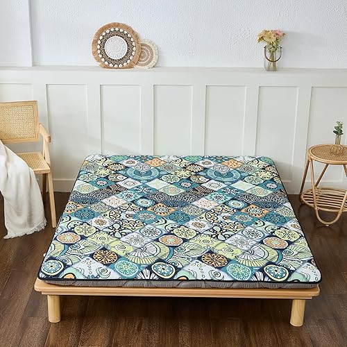 Miniatura 13 de Colchón japonés de suelo, colchón futón con bolsa de almacenamiento portátil, colchón enrollable grueso de tatami adecuado para campamento, Un negro