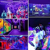 Vista 3 de Tira de luces UV de Navidad, 66 pies, 200 luces LED ultravioletas negras para exteriores e interiores, tira de luces de Navidad impermeables