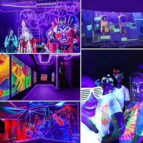 Miniatura 3 de Tira de luces UV de Navidad, 66 pies, 200 luces LED ultravioletas negras para exteriores e interiores, tira de luces de Navidad impermeables con