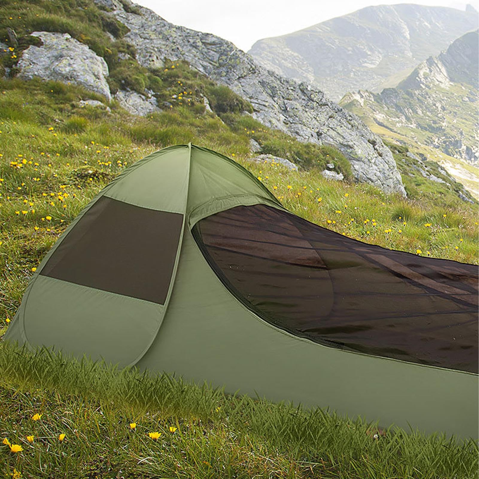 Carpa neta para acampar, cama individual plegable emergente - Soende Bag Net Carpa doble tirador cama toldo, protección de red más fina, equipo de respiración para viajes y viajes al aire libre