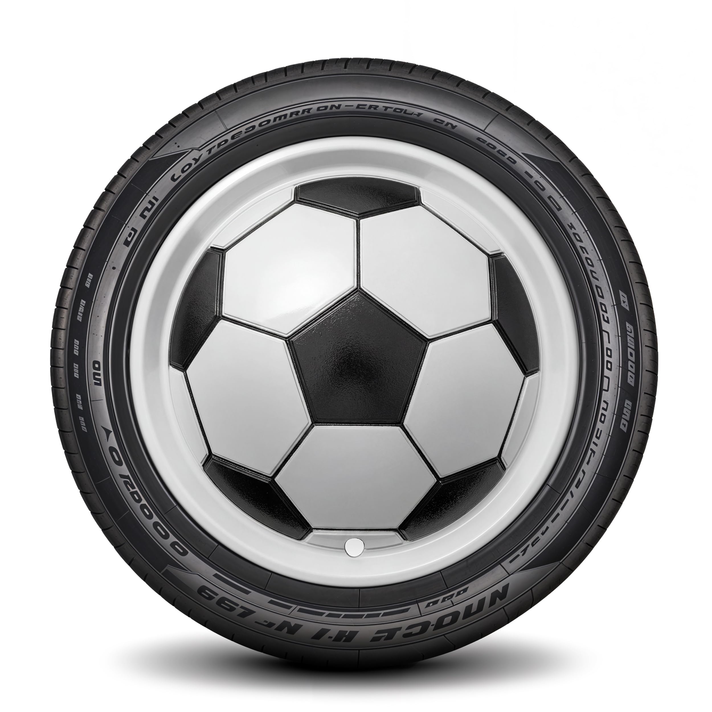 LYDS Soccer Futbol White Black Universal 15 inch Premium ABS Hubcap Wheel Cover Replacement Set of 4 - SWC-15W