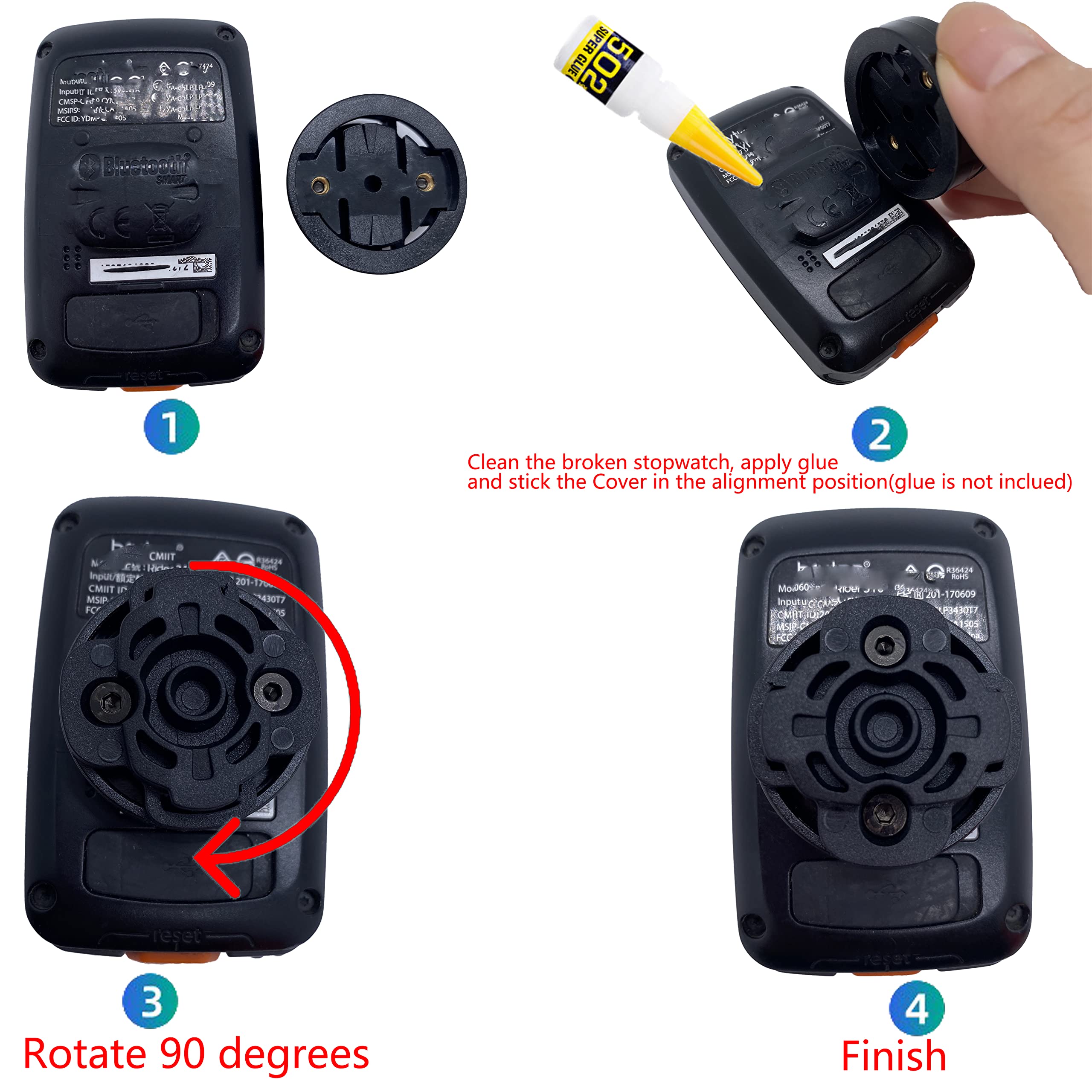 NELboNs Bike Computer Mount Adapter Replacement Compatible with Bry ton Computer Replace Parts Adapter Back Cover Replacement - Image 3