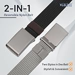 WERFORU Men Tactical Belt Nylon Belt for Men Golf Belt Reversible Belt with Flip-Top Metal Buckle 2-in-1 Belt