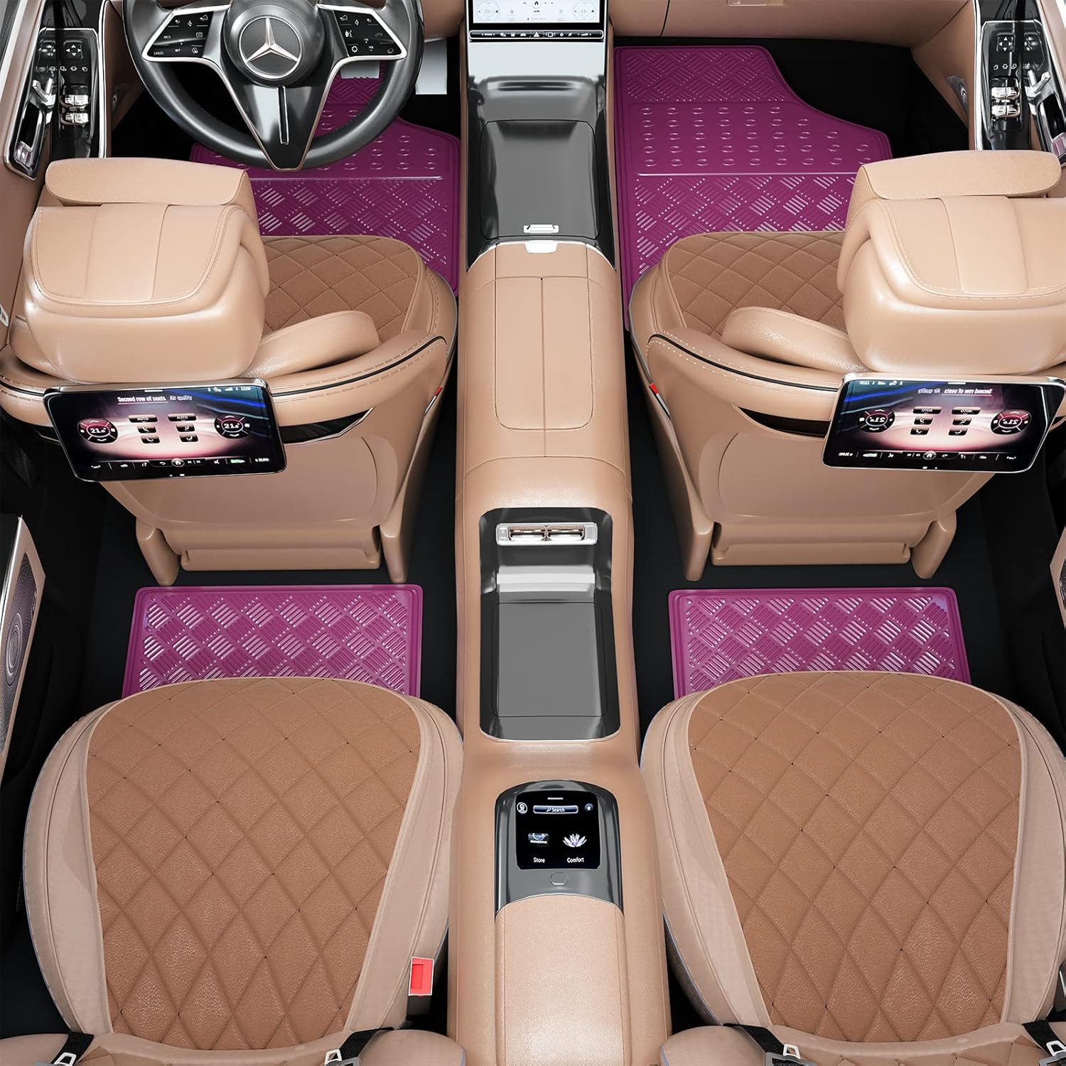 August Auto All Weather Aluminum Universal Fit Car Floor Mats Fit for Sedan, SUVS, Truck and Vans Set of 4 (Pink)