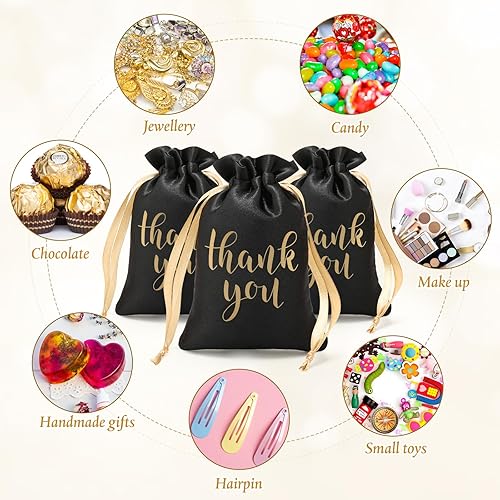 Vista 7 de Sieral 50 bolsas de regalo de satén con cordón para joyas, bolsas de dulces para San Valentín, Pascua, boda, baby shower, cumpleaños, vacaciones