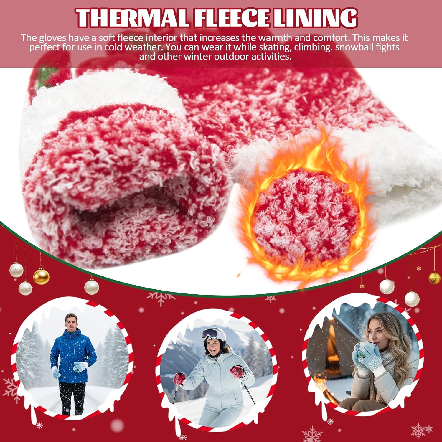 Long Keeper Winter Gloves for Women Touch Screen Warm Gloves Cold Weather Lined Stretchy Knit Thermal Texting Running Glove - Image 4