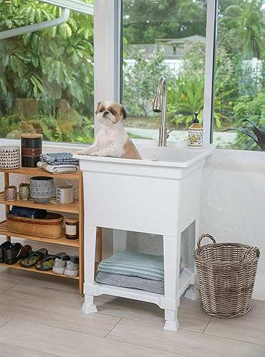 Vista 51 de Fregadero independiente para lavadero y garaje, 30 x 24 pulgadas, color blanco