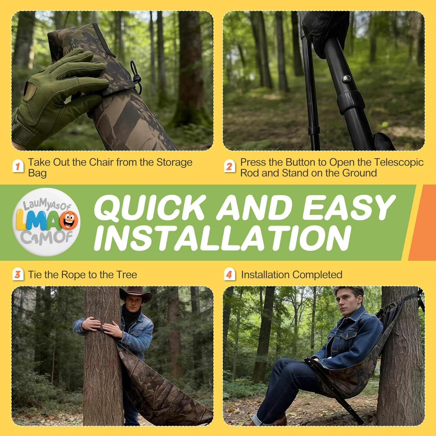 Portable Hunting Chair, Low Down Hunting seat, Turkey Hunting Gear, Hammock Chair for Deer, Hunting Essentials
